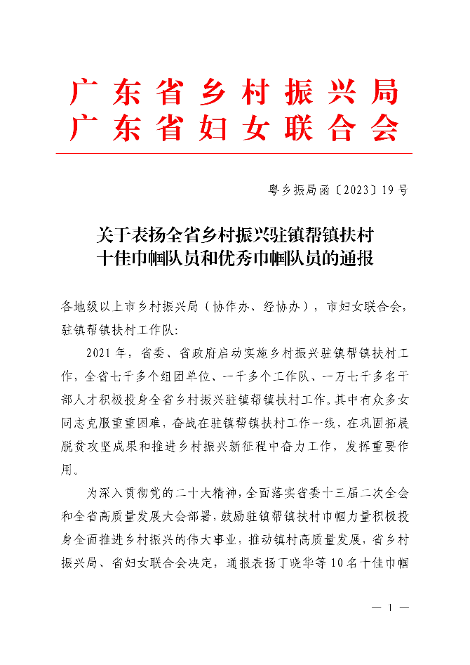 关于表扬全省乡村振兴驻镇帮镇扶村十佳巾帼队员和优秀巾帼队员的通报_image1_out.jpg